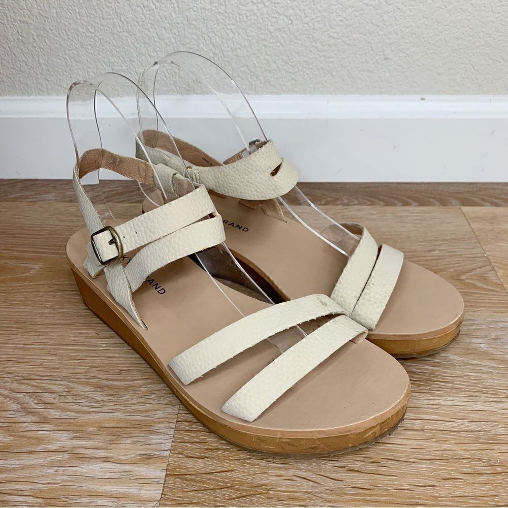 Lucky Brand Hecilia Leather Wedge Strappy Sandals, Size 8.5